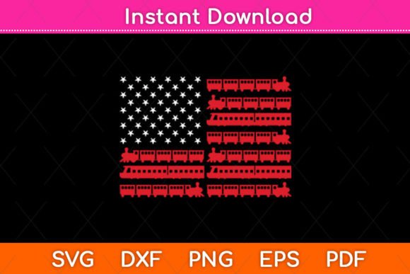 American Flag Railroad Train SVG for Crafts & Graphics