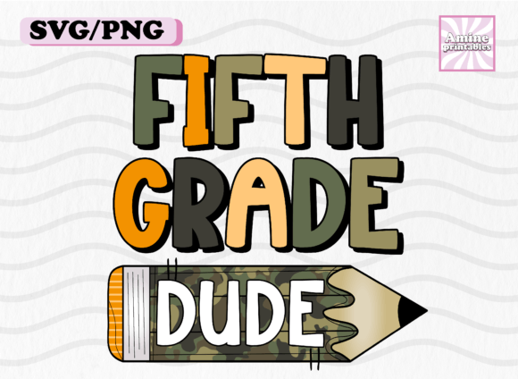 Fifth Grade School Dude Pencil Teacher Graphics for Crafts