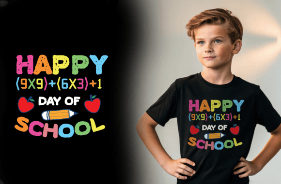Happy 100 Day of School Graphic for Crafts & Graphics