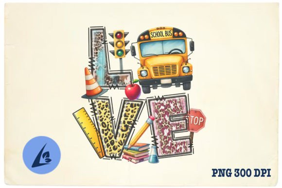 Love School Bus PNG: Graphics for Crafts