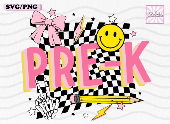 Pre K School Girl Retro Pencil Coquette Graphics for Crafts