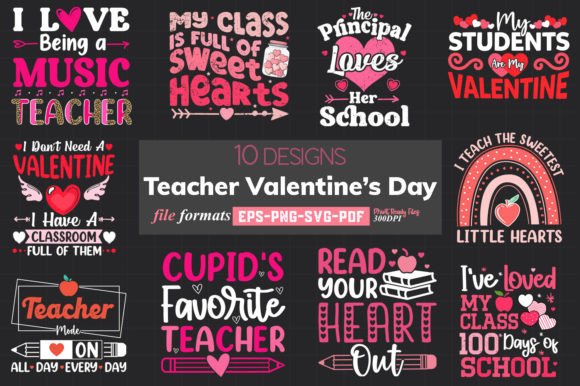 Teacher Heart Valentine Graphics & Crafts